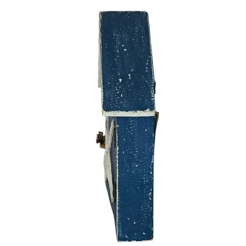 Nautical Boathouse Key Holder Wood  Wall Decor or Freestand Rustic Blue White - Picture 12 of 16